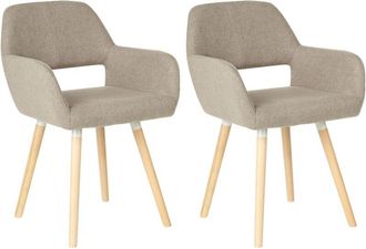 Beliani Beliani - Conjunto De 2 Sillas Tapizadas En Tela Gris Pardo Con Patas De Madera Estilo Ecl&eacute;ctico Moderno Chicago