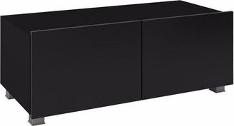 Mirjan24 Mobilier1 - Mueble Tv Tivdalu 104, Negro + Negro Brillante, N&uacute;mero De Puertas: 0, N&uacute;mero De Cajones: 0, 100x37x43cm