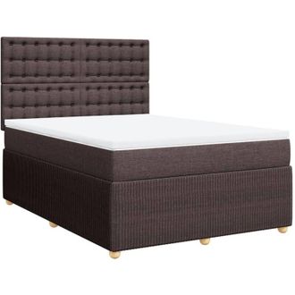 vidaXL Vidaxl - Cama Box Spring Con Colch&oacute;n Tela Marr&oacute;n Oscuro 140x200 Cm