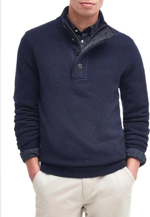 Barbour Blauwe Sweater Essential Patch Half Zip - Heren - Coltruien - Blauw - M - Truien & Vesten