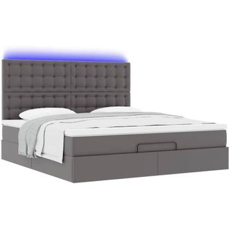 vidaXL Estructura Cama Otomana Colch&oacute;n Cuero Sint&eacute;tico Gris 180x200cm Vidaxl