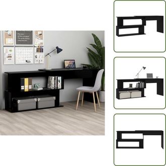 vidaXL The Living Store Scrivania ad Angolo Nera 200x50x76 cm in Legno Multistrato - Scrivania in legno multistrato