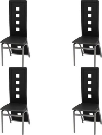 vidaXL Vidaxl - Sillas de comedor 4 unidades cuero sintético negro