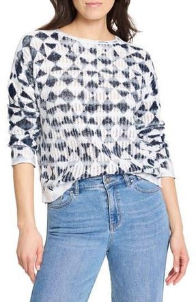 Nic+Zoe Texture Diamond Sweater in Indigo Multi at Nordstrom Rack, Size Medium