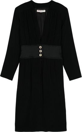 Saint Laurent 1980s V-neck dress - women - Viscose/Polyamide/Cupro - 34 - Black