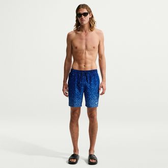 Nike Mens Swim Breaker 7 Brief-Lined Volley Short in Blue | NESSG556-440