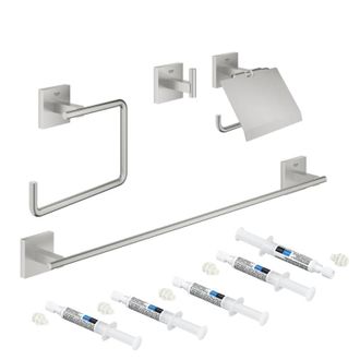GROHE Set De Accesorios 4 En 1 Start Cube Supersteel + 3 Quickglue A1 + 1 Quickglue A2