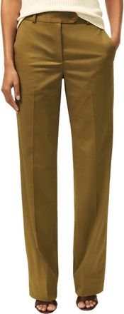 Brooks Brothers Wide-Leg Advantage Chino Broek - Dames - Wijde Broeken - Groen - XS - Katoen - Broeken