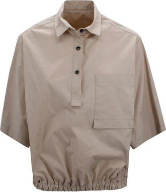 Nine In The Morning Blouses, female, Beige, Size: S Pocket Short-Sleeve Top