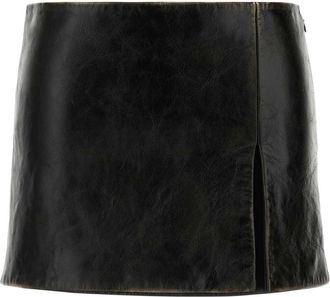 Miu Miu Black Leather Mini Skirt