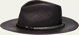 Brunello Cucinelli Straw Fedora with Precious Leather Band
