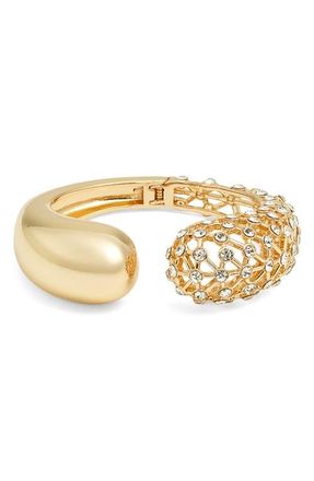 Open Edit Hinge Stone Cage Bracelet in Clear- Gold at Nordstrom