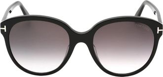 Tom Ford Womens Tom Ford Gradient Smoke Lensed Shiny Black Plastic Sunglasses - Size: ONE size