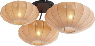 QAZQA Qazqa L&aacute;mpara De Techo Japandi Marr&oacute;n 3 Luces - Multi Bida