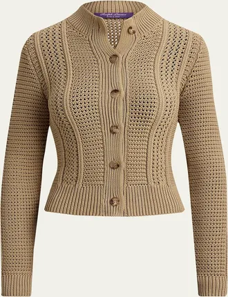 Ralph Lauren Collection Cotton-Blend Mockneck Cardigan