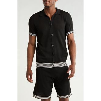 T.R. Premium Textured Sweater Polo in Black at Nordstrom Rack, Size Xxx-Large