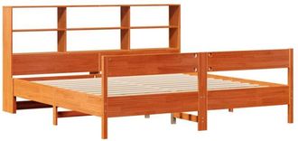 vidaXL Bookcase Bed without Mattress Wax Brown 180x200 cm Super King Solid Wood Pine Vidaxl