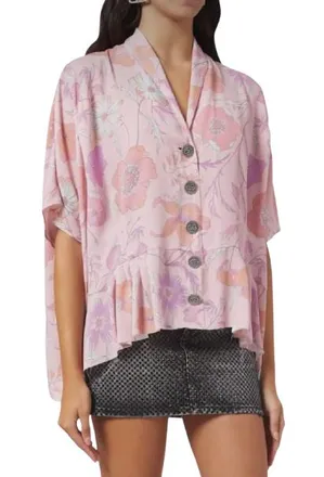 Balenciaga Pink Floral Oversized Blouse Size XXS