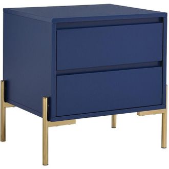 Vente-Unique Pascal Morabito - Comodino 2 cassetti mdf e Metallo Blu laccato e Dorato - korasa di