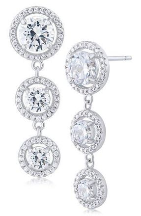 Kenneth Jay Lane Graduated Cubic Zirconia Halo Linear Drop Earrings in Clear/Silver at Nordstrom Rack