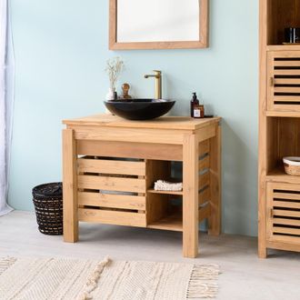 Wanda Collection Mueble Para Cuarto De Ba&ntilde;o De Teca Zen 85 Cm