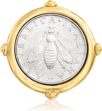 Ross-Simons Italian 18kt Gold Over Sterling Genuine 2-Lira Bumblebee Coin Ring