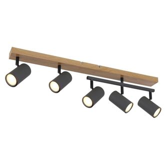 Netlighting Robby Ceiling Spotlight Bar Wood Look 5x GU10 in Brown