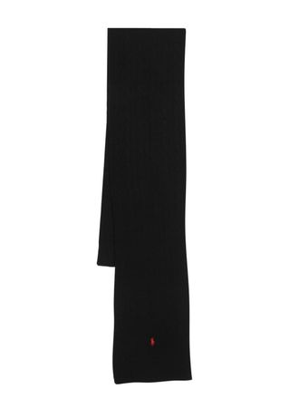 Polo Ralph Lauren Polo Pony cable-knit scarf - men - Wool/Recycled Nylon - One Size - Black
