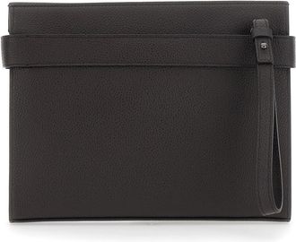 Ferragamo Mens Clutch Bag Brown Leather Calf