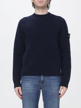 Stone Island Maglia girocollo in misto alpaca con patch logo Compass sulla manica