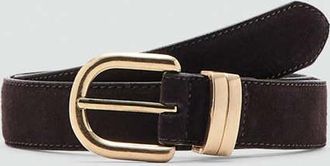 Mango Cintura pelle crosta di cuoio cioccolato - Donna - XL - MANGO