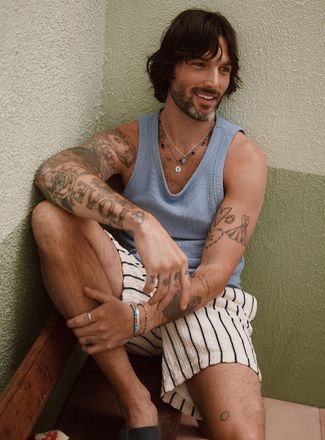 Le 31 Mens Openwork knit Tank Top Comfort fit