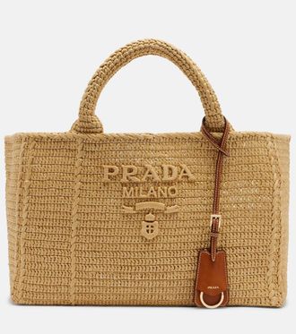 Prada Medium raffia-effect shopper