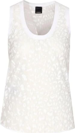 Pinko Casual Witte Tanktop Katoen Zijde - Dames - Tops zonder mouwen - Wit - M - Katoen - Tops