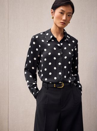 Contemporaine Womens Polka-dot satin loose shirt