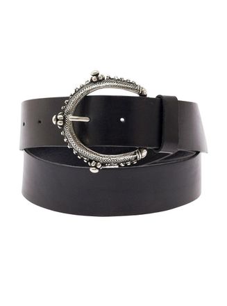 P.A.R.O.S.H. Black Belt With Circle Buckle In Leather Woman