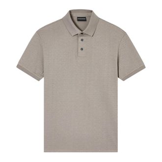 Emporio Armani Polo Shirts, male, Beige, Size: 2XL Embossed Polo Shirt