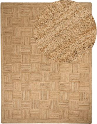 Beliani Beliani - Alfombra De Yute Natural En Estilo Boho Con Cuadros Beige 300 X 400 Cm Esentepe