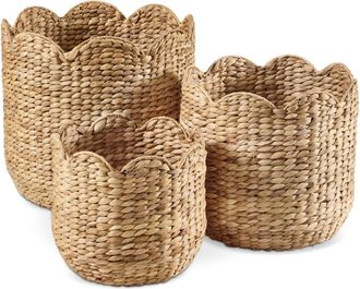 Best Choice Products Scalloped 3PC Water Hyacinth Nesting Baskets