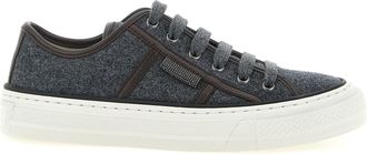 Brunello Cucinelli Gray Virgin Wool Low Top Womens Sneakers