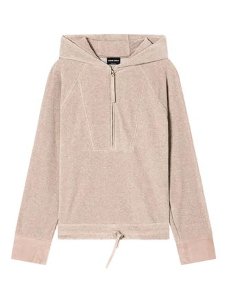 Giorgio Armani zip-up hoodie - women - Cashmere/Polyamide/Cotton - 40 - Neutrals