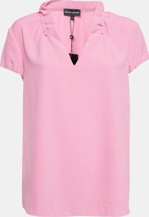 Emporio Armani Pink Stretch Crepe Short Sleeve Top