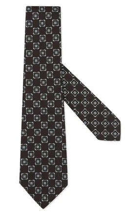 Ermenegildo Zegna Geometric Pattern Silk Tie in Brown at Nordstrom