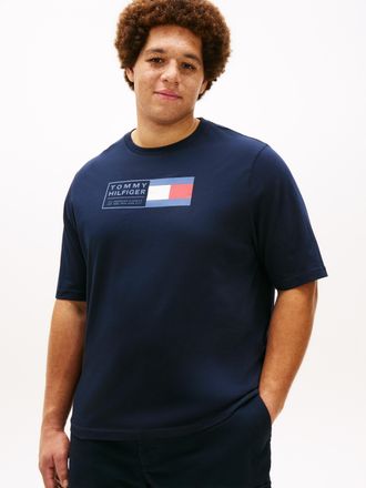 Tommy Hilfiger Big & Tall T-Shirt BRAND LOVE TEXT, Herren, Gr. 4XL, desert sky, Single Jersey, Obermaterial: 100% Baumwolle, TOMMY HILFIGER BIG & TALL, unifarben, regular fit n