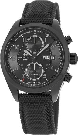 Hamilton Khaki Field Auto Chrono Black Dial Rubber Strap Mens Watch H71626735