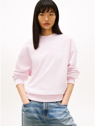 Tommy Hilfiger Womens Tommy Jeans Puff Print Boxy Sweatshirt - Pink - XXS