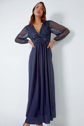 Roman Sparkle Bead Embellished Maxi Dress
