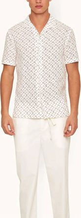 Orlebar Brown Hibbert Waveborn Shirt In White Sand