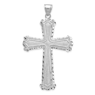 Diamond2Deal 14k Gold Diamond-cut Cross Pendant