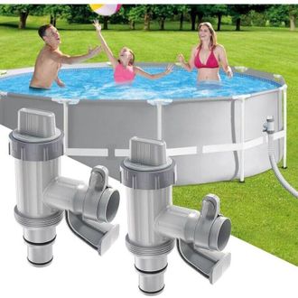 OEM Grifo 2 En 1 Para Piscinas Elevadas: V&aacute;lvula De Pist&oacute;n De Pvc Reforzado, Compatible Con Filtros Y Bombas Intex, 32 Mm De Di&aacute;metro